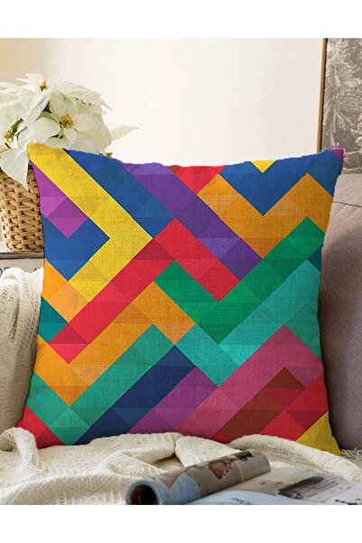 Realhomes Husă de pernă tricotată Raschel, cu modele geometrice colorate, cu ...