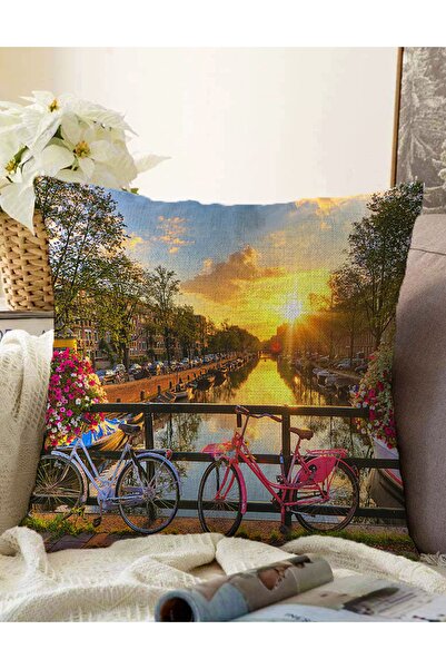 Realhomes Husă de pernă tricotată Raschel decorativă cu model peisaj cu două ...