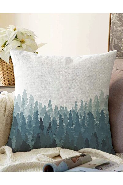 Realhomes Orman Temalı Çift Taraflı Dijital Baskılı Modern Kırlent Raşel Örme...