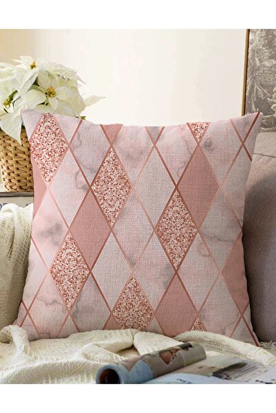 Realhomes Çift Taraflı Pudra Renkli Üçgen Zeminli Modern Raşel Örme Yastık Kı...