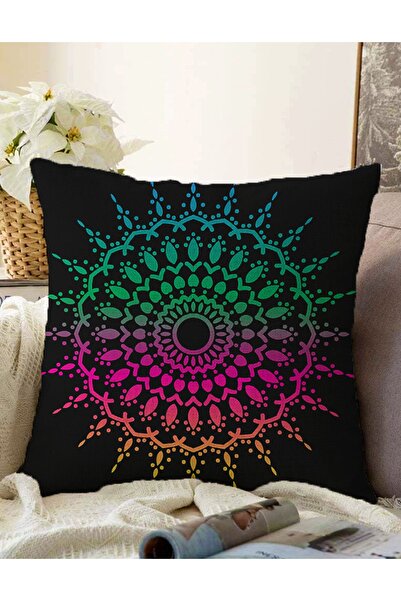 Realhomes Crno-zeleno i roze mandala motiv dvostrana rašel navlaka za jastuk