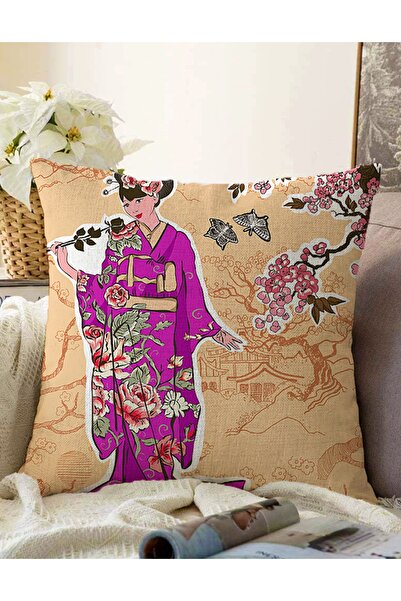 Realhomes Dvostrana pozadina sa šarom linija, motiv japanske žene sa cvetnim ...
