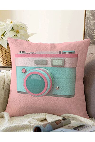 Realhomes Cameră nostalgică dublu față, imprimată digitală 3D, tricotată Raschel, husă de pernă