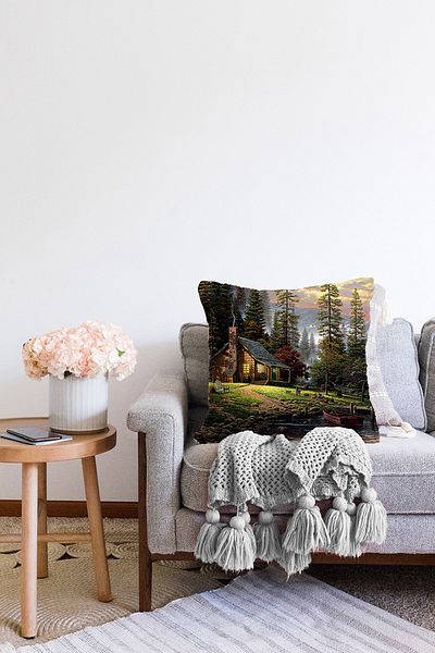 Realhomes Husă de pernă cu două fețe, cu vedere la munte, cu imprimare digitală, modernă, tricotată Raschel