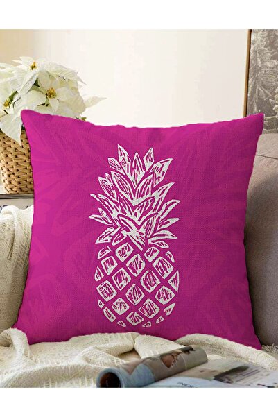 Realhomes Çift Taraflı Fuşya Zeminde Ananas Desenli Modern Tasarım Raşel Örme...