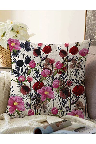 Realhomes Gelincik Çiçeği Motifli Dijital Baskılı Çift Taraflı Raşel Örme Yas...