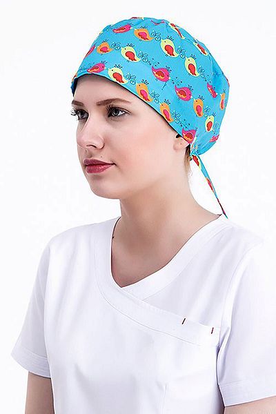 Owlet Medikal Fertility Bird Patterned Turquoise Surgical Bonnet