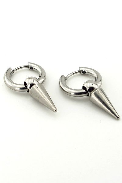 Solfera Pointed Tip Punk Design Stainless Steel Men's Earrings E797