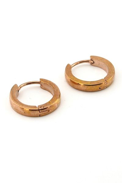 Solfera Rose Color Slanted Model Steel Hoop Men's Earrings E817