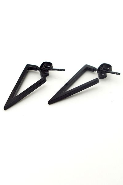 Solfera Triangle Shaped Stainless Black Steel Unisex Earrings E785