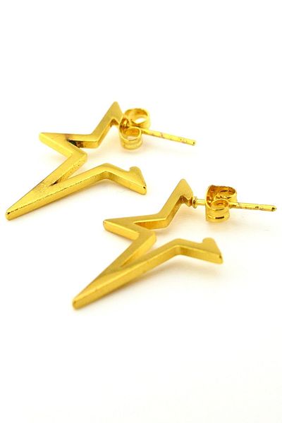 Solfera Star Shaped Gold Color Yellow Steel Unisex Earrings E784