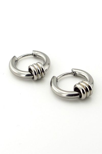 Solfera Three-knot Hoop Design Stainless Steel Men's Earrings E792