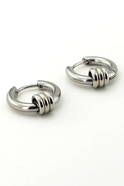 Solfera Three-knot Hoop Design Stainless Steel Men's Earrings E792