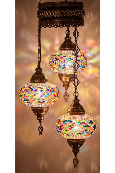 Demmex Mosaic 3-Piece Chandelier Pendant Lamp Authentic Lamp Colorful Pendant Lamp