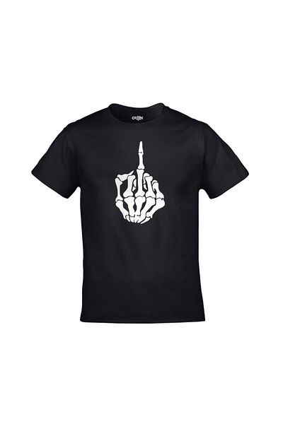 Orijin Tekstil Μπλουζάκι Unisex με στάμπα με μαύρο κρανίο