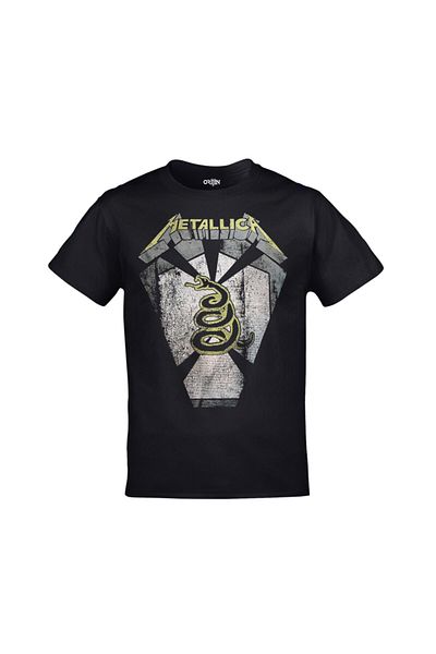 Orijin Tekstil Unisex Black Metallica Snake Printed T-shirt