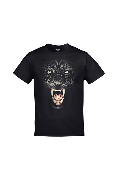 Orijin Tekstil Unisex Black Black Panther Printed T-shirt