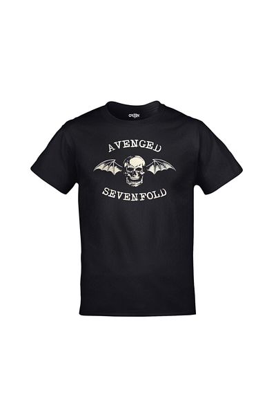 Orijin Tekstil Unisex Black Avenged Sevenfold Deathbat Printed T-shirt