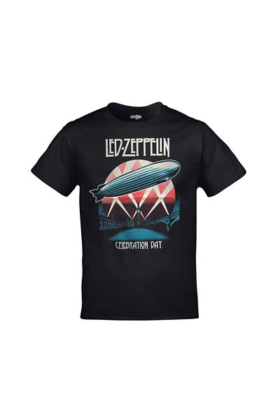 Orijin Tekstil Unisex Black Led Zeppelin Celebration Day Printed T-shirt