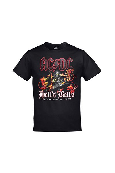 Orijin Tekstil Unisex Μαύρο μπλουζάκι Ac Dc Hells Bells με στάμπα