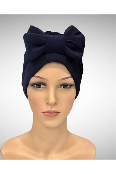 Esarp Center بونيه نسائي بفيونكة باللون الأزرق الداكن