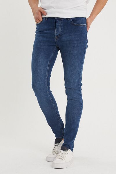 XHAN Men's Navy Blue Slim Fit Jean Trousers 1kxe5-44351-14