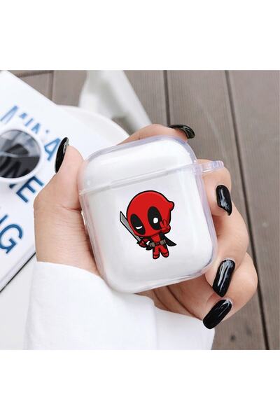 mooodcase Baby Deadpool Patterned Transparent 1st and 2nd Generation Compatible Wireless Headphone Case