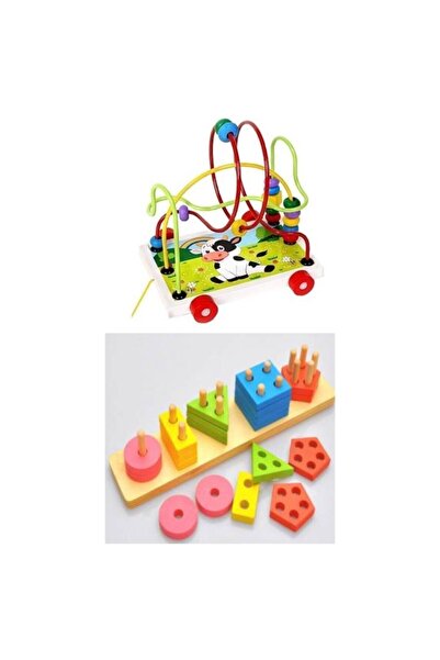 HAMAHA Ahşap Eğitici Oyuncak 2 In 1 Set Hayvan Modelli Kordinasyon Oyunu Ve G...