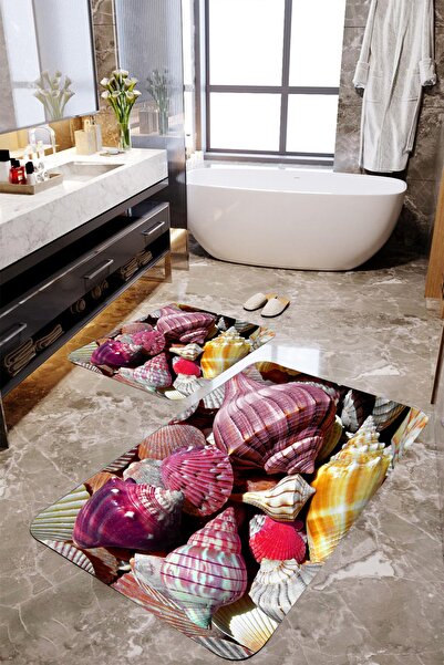 MEKTA HOME طقم بساط حمام مكون من قطعتين بنمط الحلزون ثلاثي الأبعاد Mktbp-004 ...