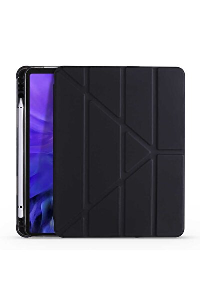 Fibaks Apple iPad Air 3 10.5" Kılıf Kalem Bölmeli Tri Folding Smart Standlı Deri Arkası Yumuşak Silikon.