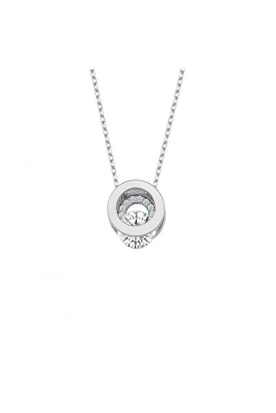 Altın Sepeti Gümüş Tektaşlı Halka Kolye