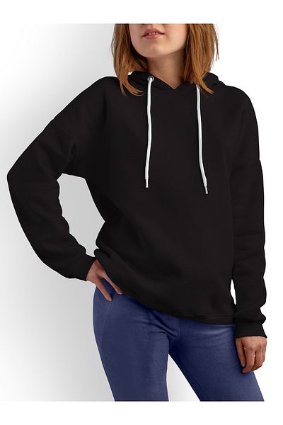 ACR Giyim Tekstil Forma Baskı Women's Black Hooded Plus Size Sweatshirt