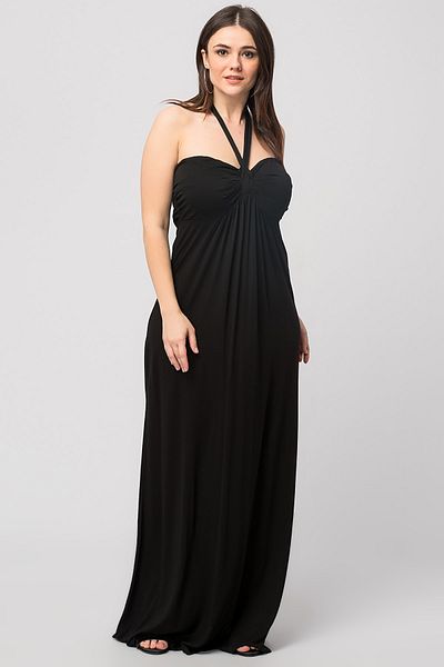 Şans Großes schwarzes trägerloses Damenkleid 65n20707