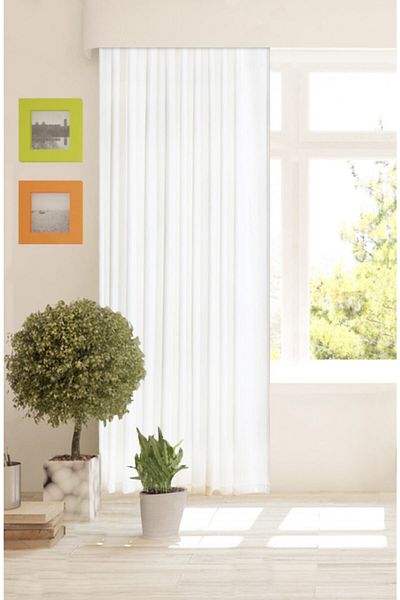 İ.D İpek Dokuma White Luxury Satin Sunshade Curtain Stain Resistant