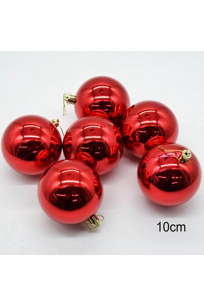 İNCİ SÜS Set of 6 Shiny Cute Balls Christmas Tree Ornament Red 10cm
