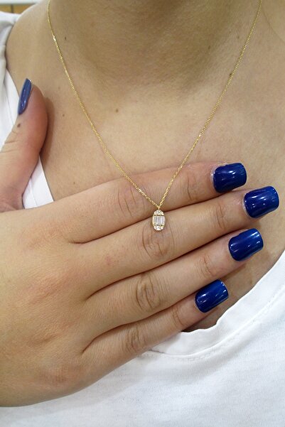 ŞAMLI ERDOĞAN 14 Ayar Altın Minimal Baget Kolye