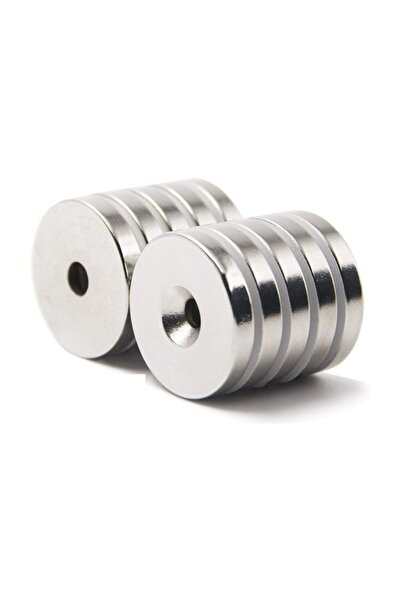 Dünya Magnet 2 Adet Mıknatıs, 20x10/5,5x5mm Vida Atılabilir Havşa Delikli Güç...