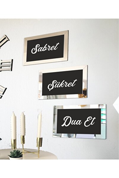 NEVİMDF Set de 3 plăci din MDF cu plexiglas argintiu 30x15 cm - Rămasă, Recunoștință, Rugăciune