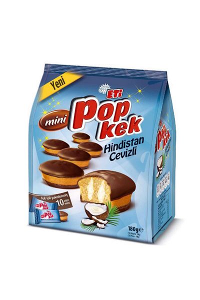 Eti Popcake Mini Cake with Coconut - 180 G, 10 Pieces