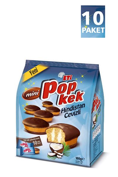 Eti Popcake Mini Cake with Coconut - 180 G, 10 Pieces