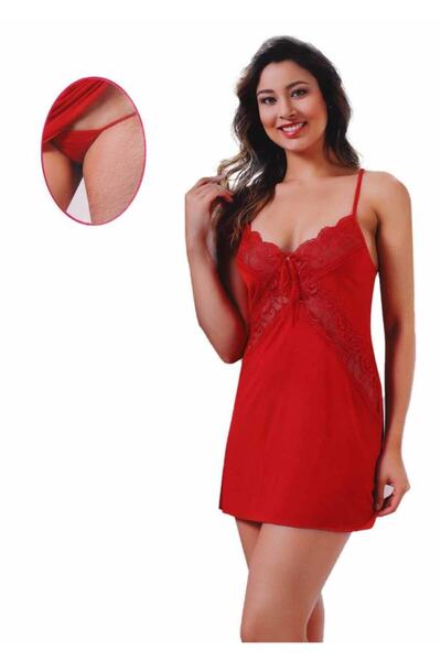 KOTA Kadın Kırmızı Gecelik Takımı 6207