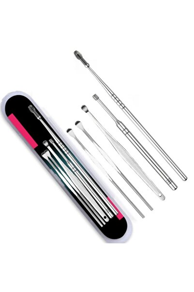 Profisher Çelik Spiral Tipi Kulak Temizleme Wax Küret Kaşık Spiral 5'li Set P...