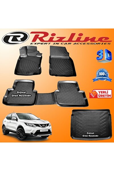 Rizline Nissan Qashqai 3d Paspas + 3d Tekna Bagaj Havuzu 2014-2020 Arası Siya...