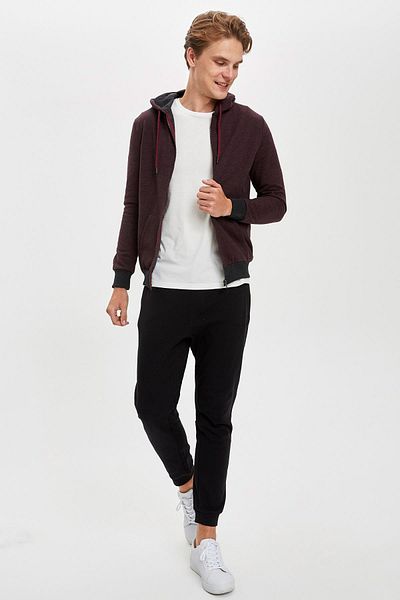 DeFacto Slim Fit Hooded Zippered Long Sleeve Cardigan with Soft Fuzzy Inside