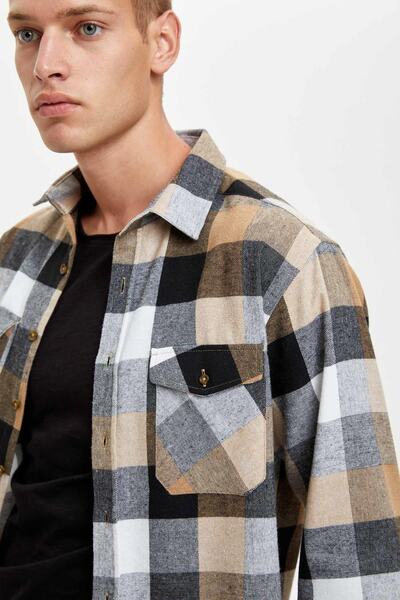 DeFacto Καρό μακρυμάνικο πουκάμισο με λεπτή εφαρμογή