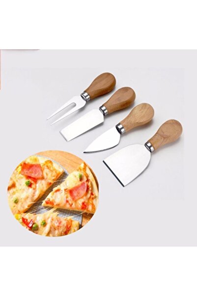 Birdoludukkan Stainless Steel Cheese Knives Serving Set with Wooden Handle 4 Pieces