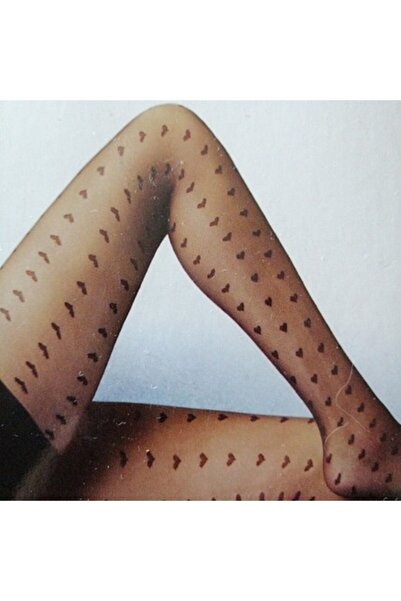 Penti Women's Black 15 Denim Heart Patterned Pantyhose