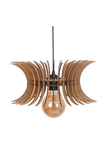 Vedemo Tekli Sarkıt Rustik Moon Ahşap Avize