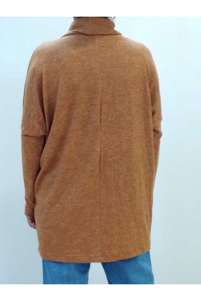 Mertcan Butik Cinnamon Color Degaje Collar Blouse Tunic