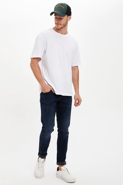 DeFacto Ανδρικό μπλε μαύρο παντελόνι Carlo Skinny Fit Jean R8776AZ20AU